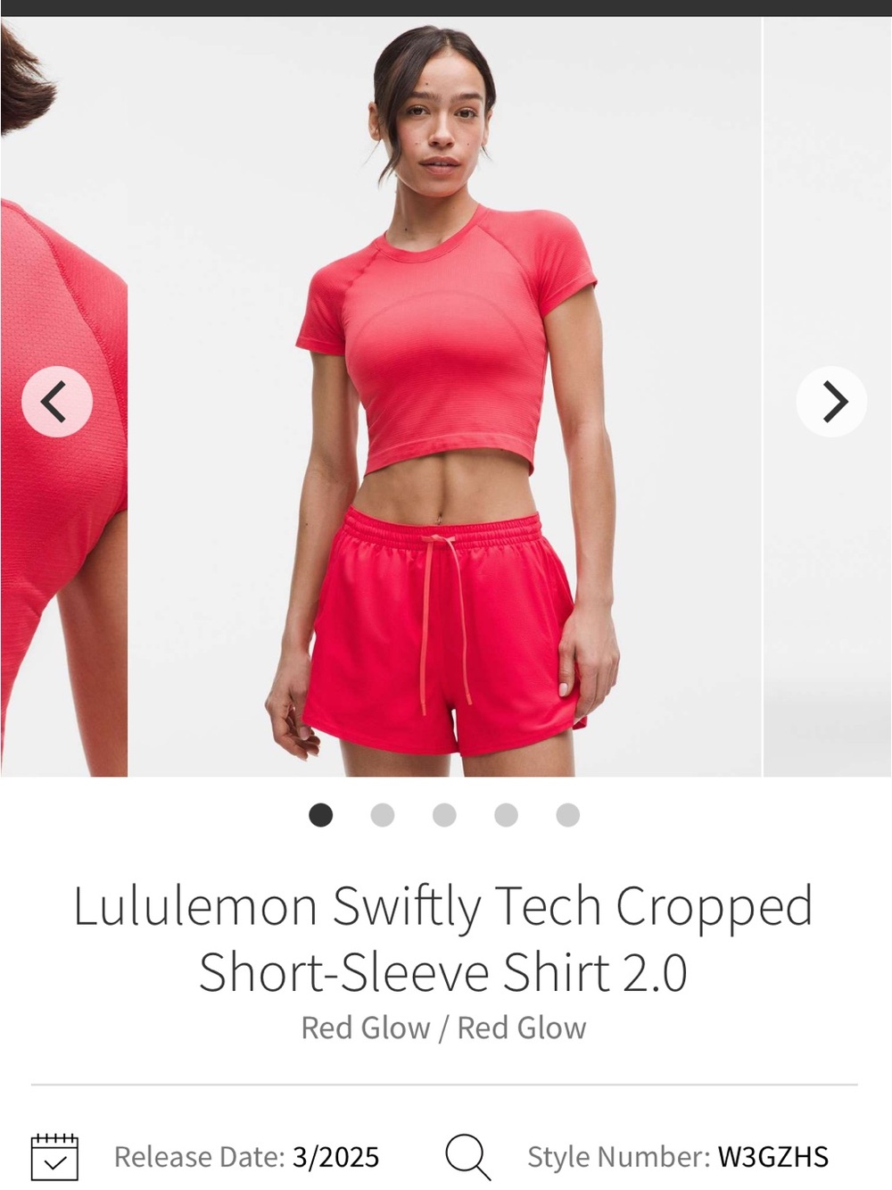 lululemon athletica Swiftly Tech Cropped Short-Sleeve Shirt — Red Glow